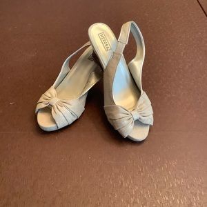 NWOT open toed sling back stacked wedge